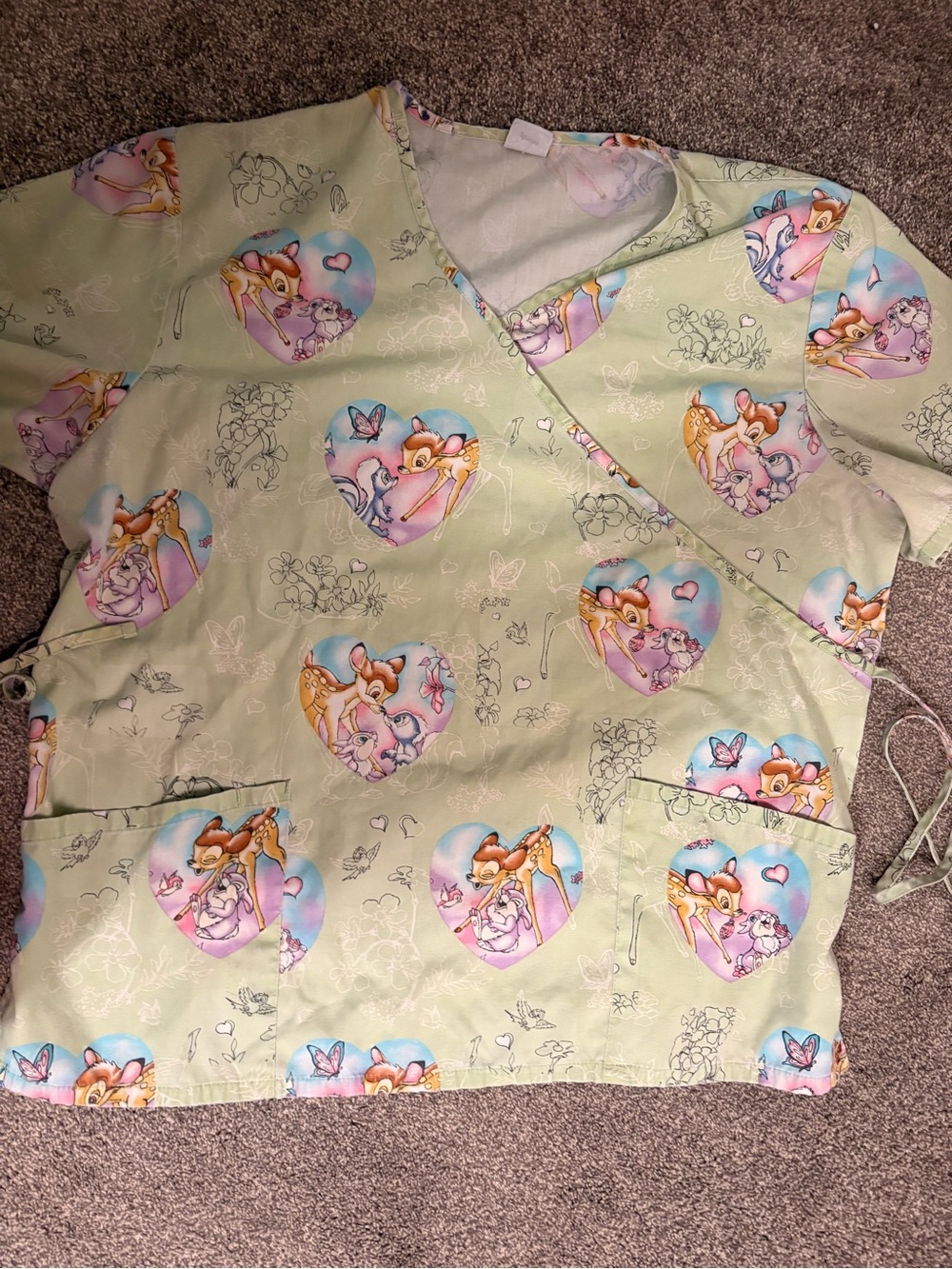 Disney Light Green Bambi & Thumper Heart-Print Pajama Top